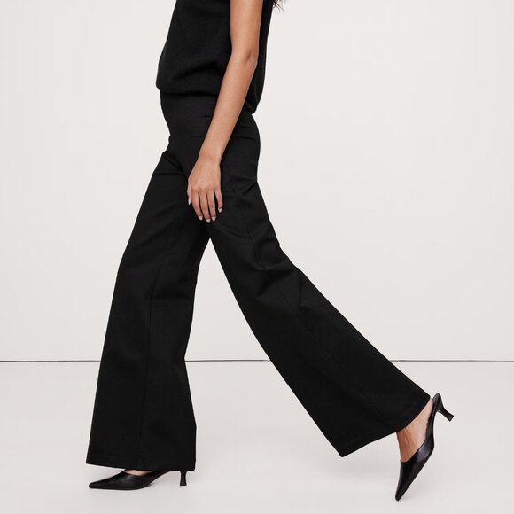 Banana Republic XLT Black Ultra High Rise Wide Leg Everywhere Ponte Pants - Picture 1 of 6